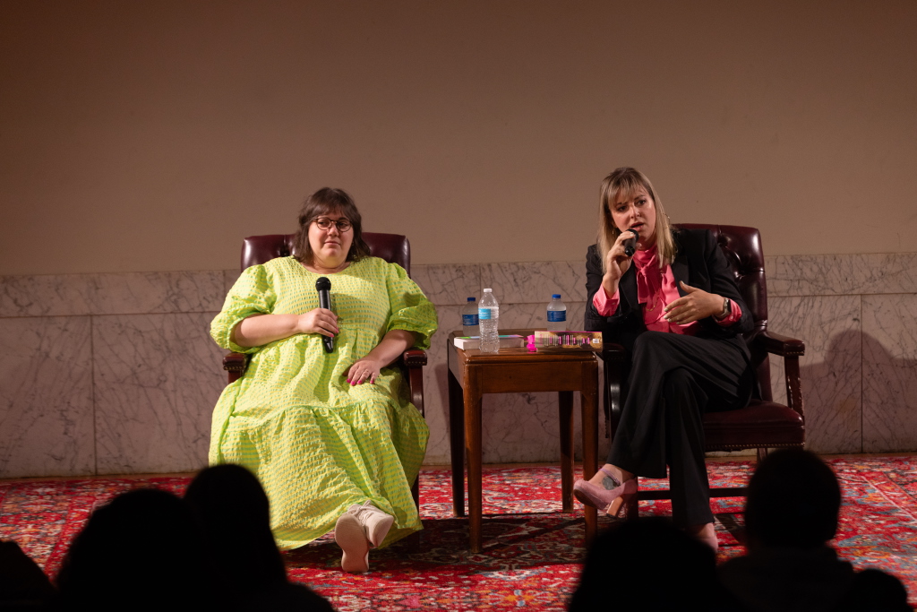 Authors at Pgh Book Fest 2025 speaking in Carnegie Library of Pittsburgh's lecture hall