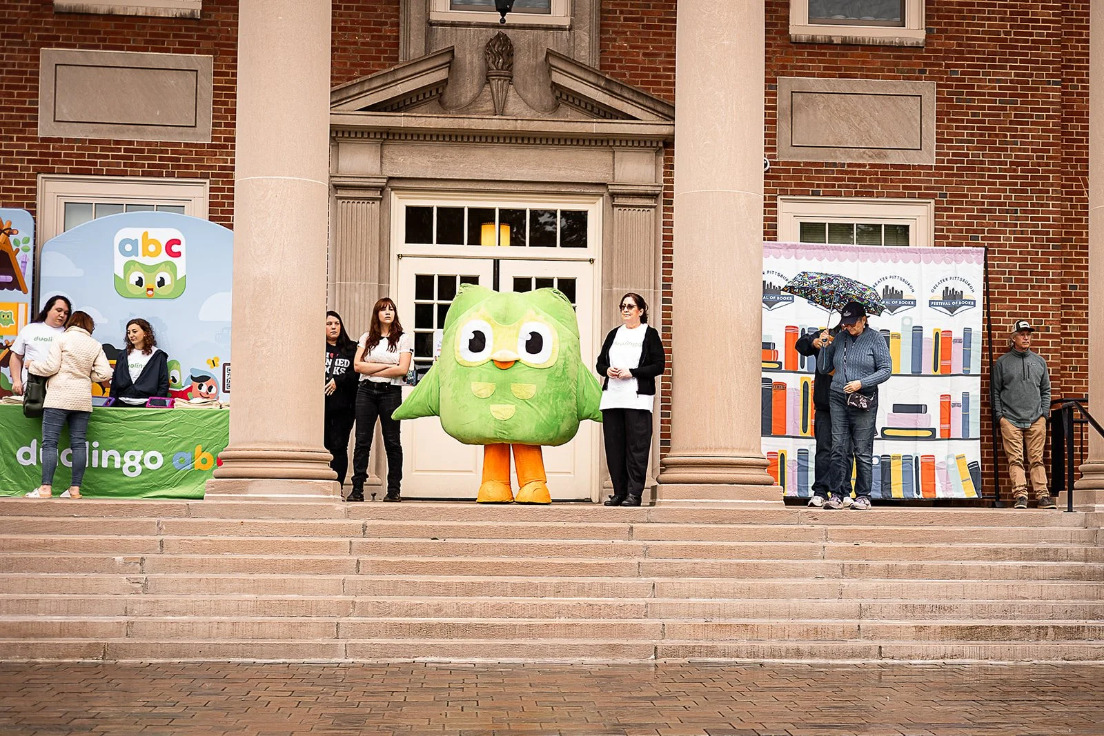 Duolingo's mascot at the festival. They are one of the festival's sponsors. 